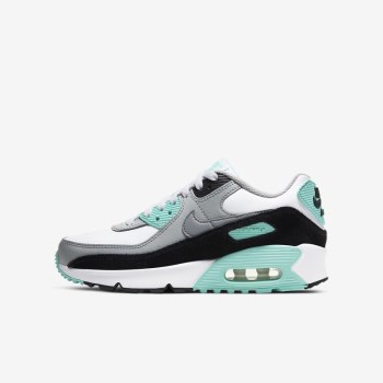 Nike Air Max 90 LTR - Nagyobb Gyerek Utcai Cipő - Fehér/Világos Szürke/Türkiz/Szürke